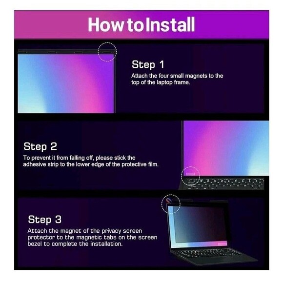 Magnetic Laptop Privacy Screen 16 Inch 16:10 Ratio  Removable Anti-glare Blue Li - Picture 5 of 11